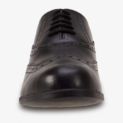 Bella Black Leather Lace Up Brogue