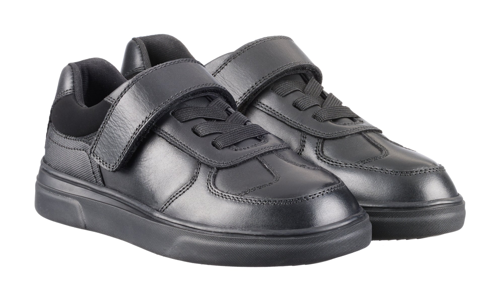 Upton Black Leather Athletic Touch Tape Lace up