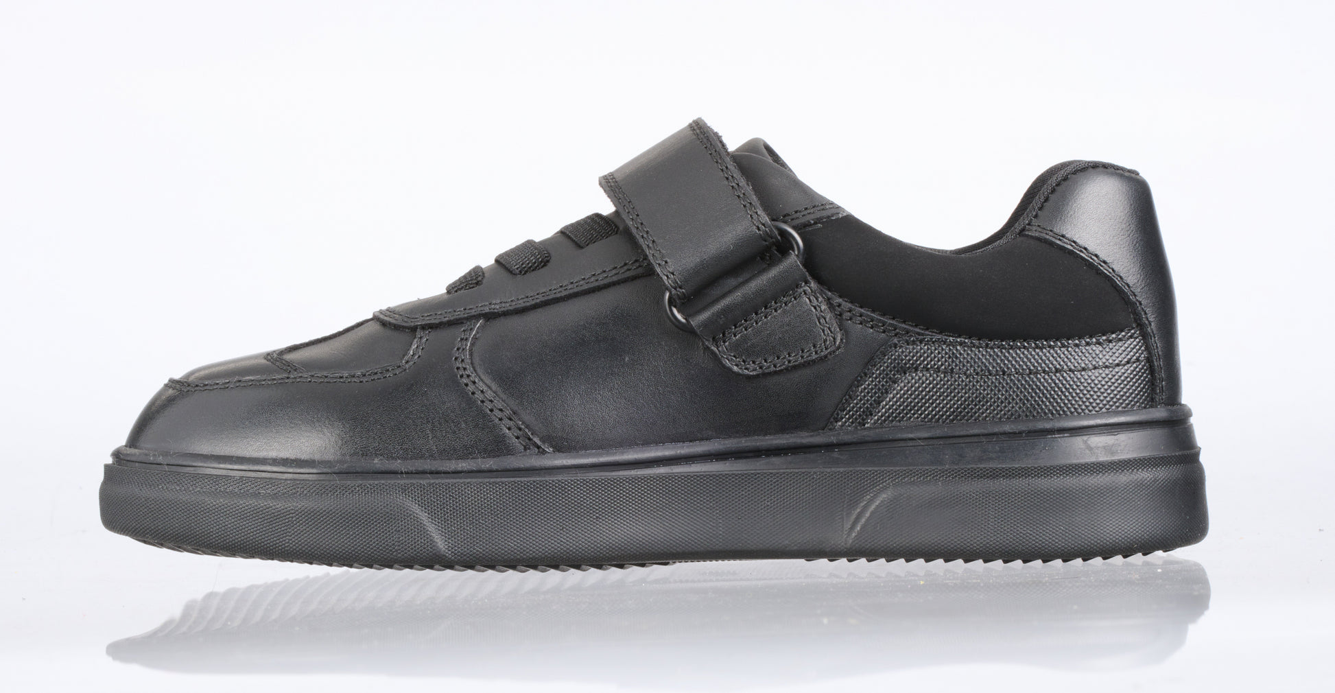 Upton Black Leather Athletic Touch Tape Lace up