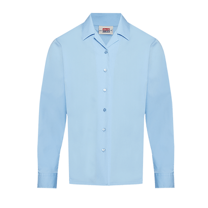 Girls Long Sleeve Revere Collar School Blouse 2 Pack