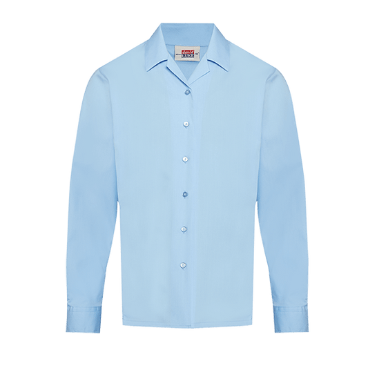 Girls Long Sleeve Revere Collar School Blouse 2 Pack