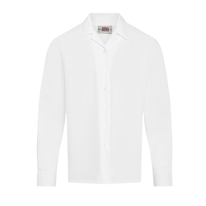 Girls Long Sleeve Revere Collar School Blouse 2 Pack