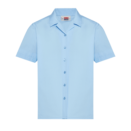 Girls Short Sleeve Revere Collar School Blouse 2 Pack
