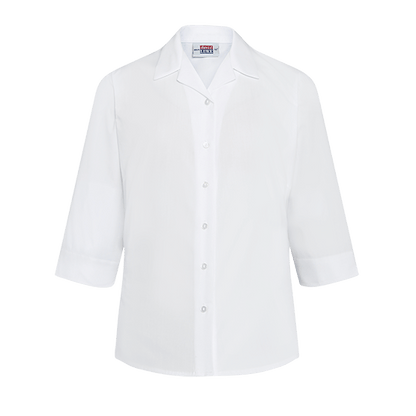 Girls 3/4 Sleeve Revere Collar School Blouse 2 Pack