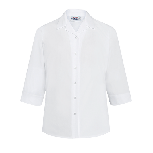 Girls 3/4 Sleeve Revere Collar School Blouse 2 Pack