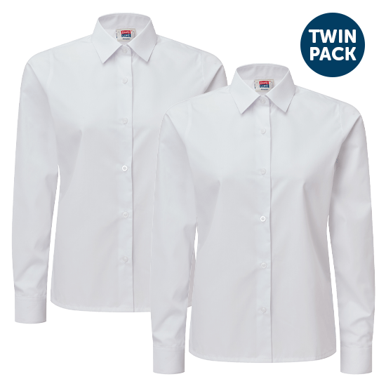 Girls Long Sleeve School Shirts 2 Pack