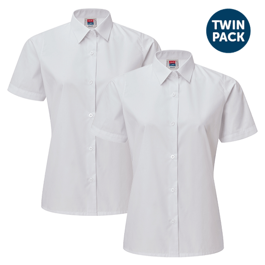 Girls Short Sleeve School Shirts 2 Pack