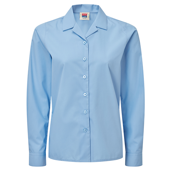 Girls Long Sleeve Revere Collar School Blouses 2 Pack