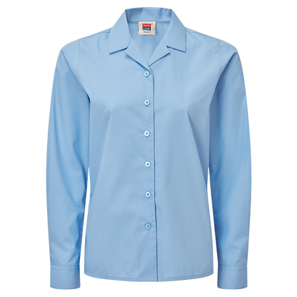 Girls Long Sleeve Revere Collar School Blouses 2 Pack