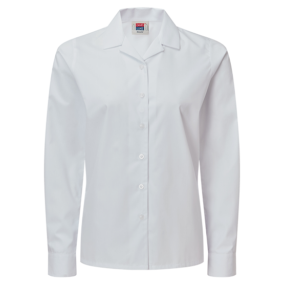 Girls Long Sleeve Revere Collar School Blouses 2 Pack