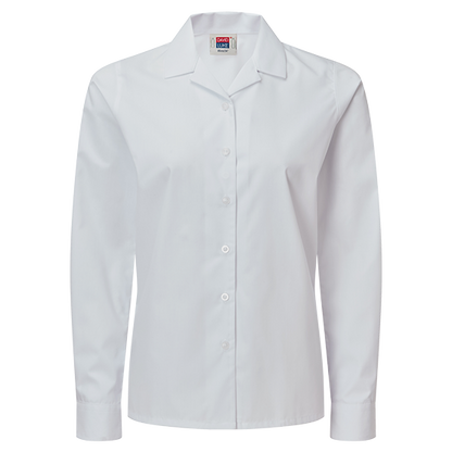Girls Long Sleeve Revere Collar School Blouses 2 Pack