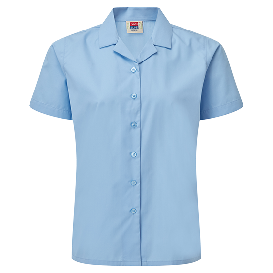 Girls Eco Short Sleeve Revere Collar School Blouses 2 Pack