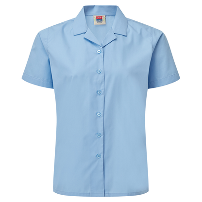 Girls Eco Short Sleeve Revere Collar School Blouses 2 Pack