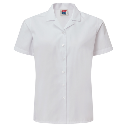 Girls Eco Short Sleeve Revere Collar School Blouses 2 Pack