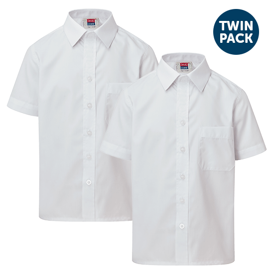 Kids Short Sleeve School Shirt with Velcro Fastening 2 Pack