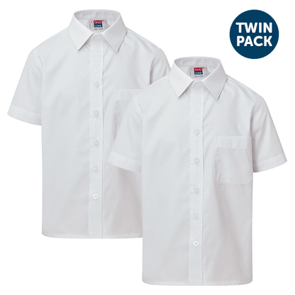 Kids Short Sleeve School Shirt with Velcro Fastening 2 Pack