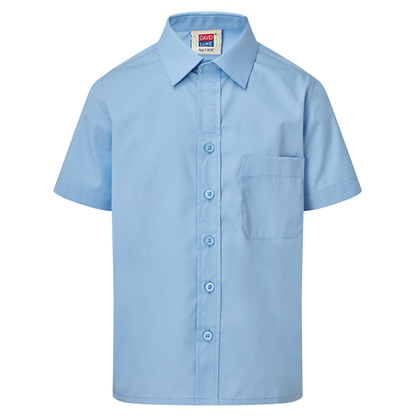 Kids Short Sleeve School Shirt with Velcro Fastening 2 Pack