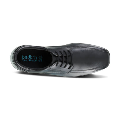 Edward Black Leather Pointed Toe Lace Up
