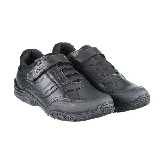 Maxx Black Leather Athletic Touch Tape Lace Up