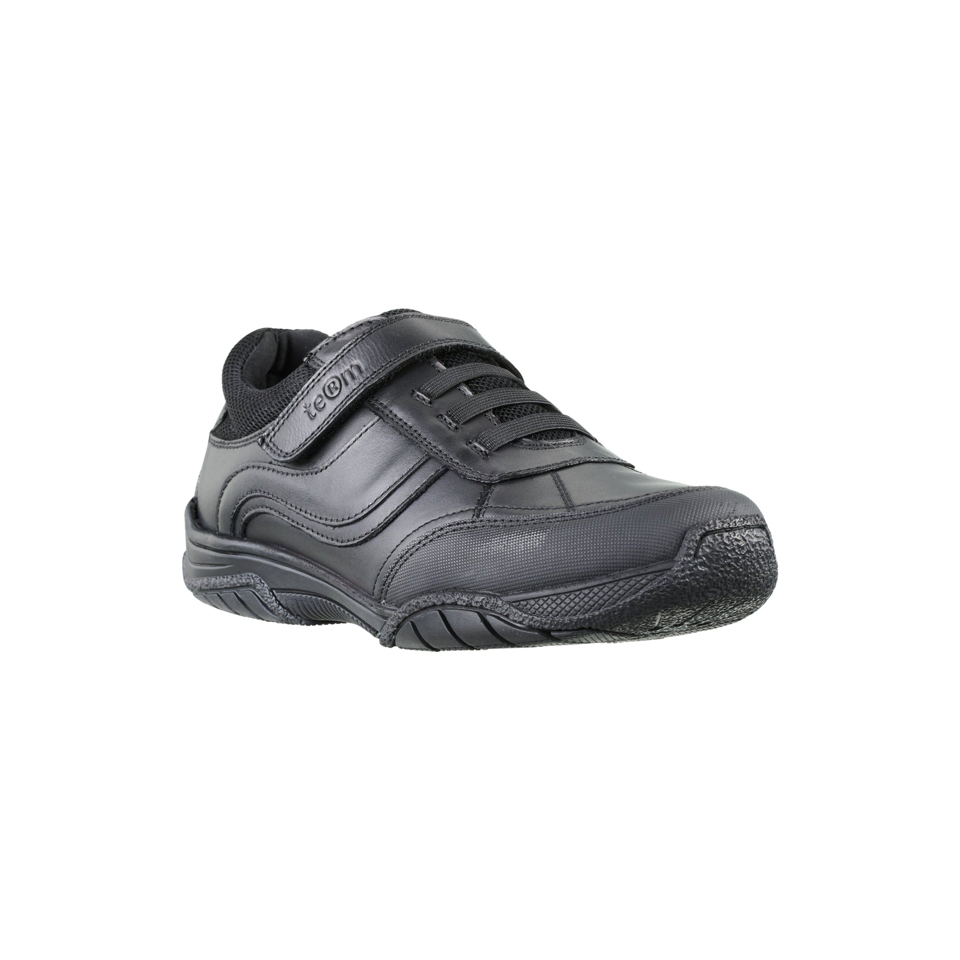 Maxx Black Leather Athletic Touch Tape Lace Up