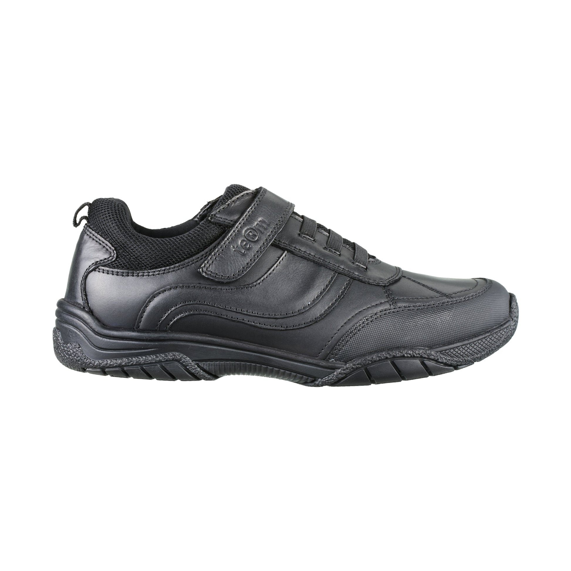 Maxx Black Leather Athletic Touch Tape Lace Up