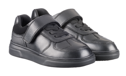 Upton Black Leather Athletic Touch Tape Lace up