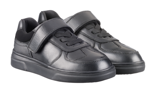 Upton Black Leather Athletic Touch Tape Lace up