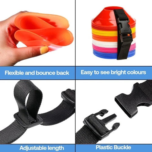 ND Sports Mini Cones With Strap - For Agility Footwork, Football Training