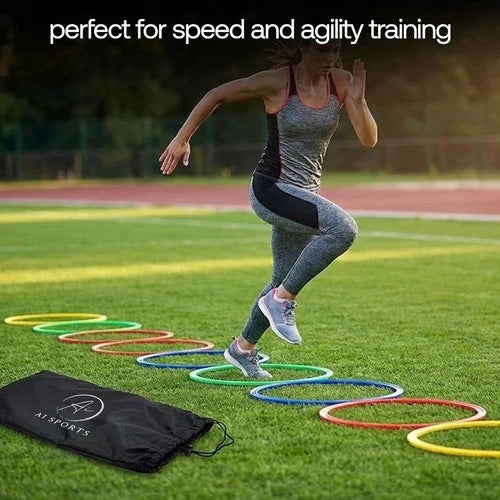 12 Pc Sport Training Agility Speed Ring Hoops Football Soccer Basketball 45cm UK