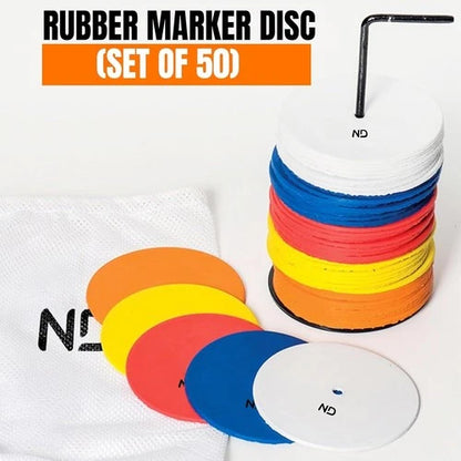 ND Mini Spot Marker Rubber Flat Cones Football Pitch Floor 10cm Disc Set Of 50