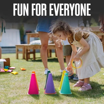 32pc Kids Ring Toss & Bean Bag Carnival Game Set - Indoor Outdoor Garden Games