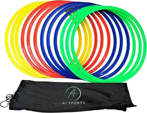 12 Pc Sport Training Agility Speed Ring Hoops Football Soccer Basketball 45cm UK