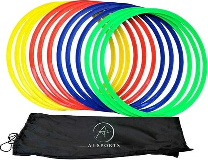 12 Pc Sport Training Agility Speed Ring Hoops Football Soccer Basketball 45cm UK