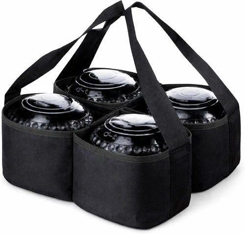 Lawn Bowls Carrier Bag for 4 Bowls – Heavy Duty Nylon Bowling Bag with Dividers
