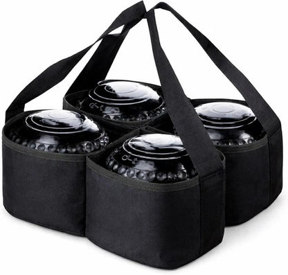Lawn Bowls Carrier Bag for 4 Bowls – Heavy Duty Nylon Bowling Bag with Dividers
