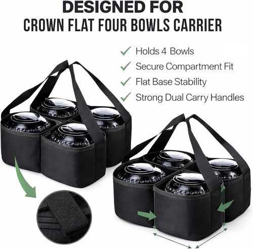 Lawn Bowls Carrier Bag for 4 Bowls – Heavy Duty Nylon Bowling Bag with Dividers